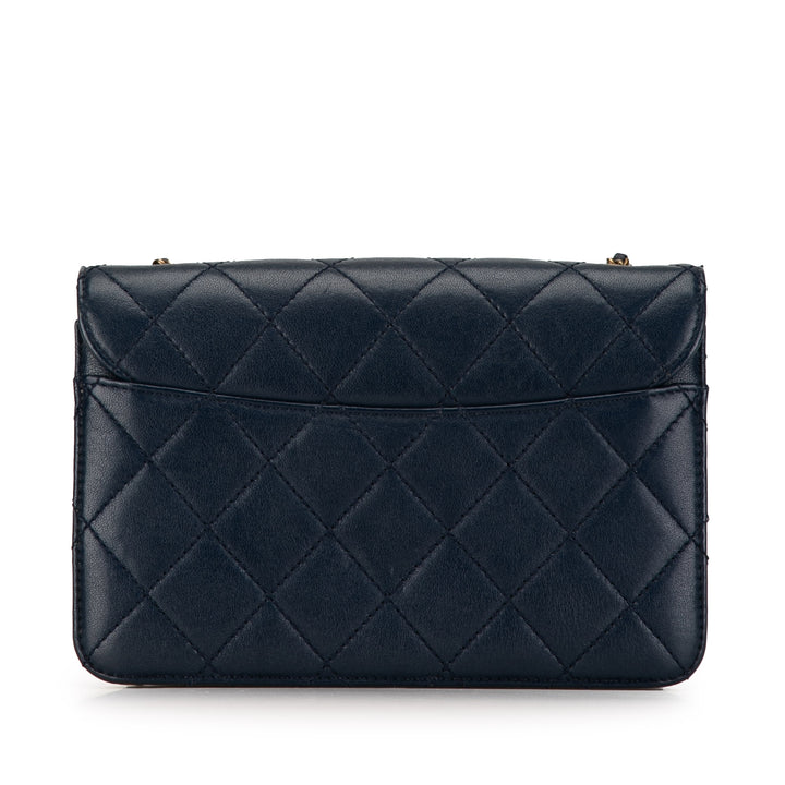 Mini Lambskin Beauty Lock Flap Blue - Gaby Paris