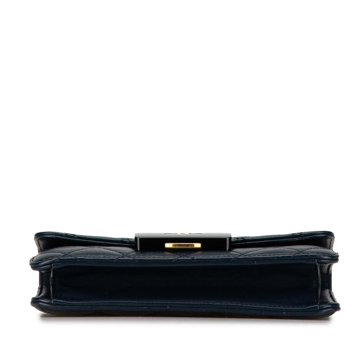 Mini Lambskin Beauty Lock Flap Blue - Gaby Paris