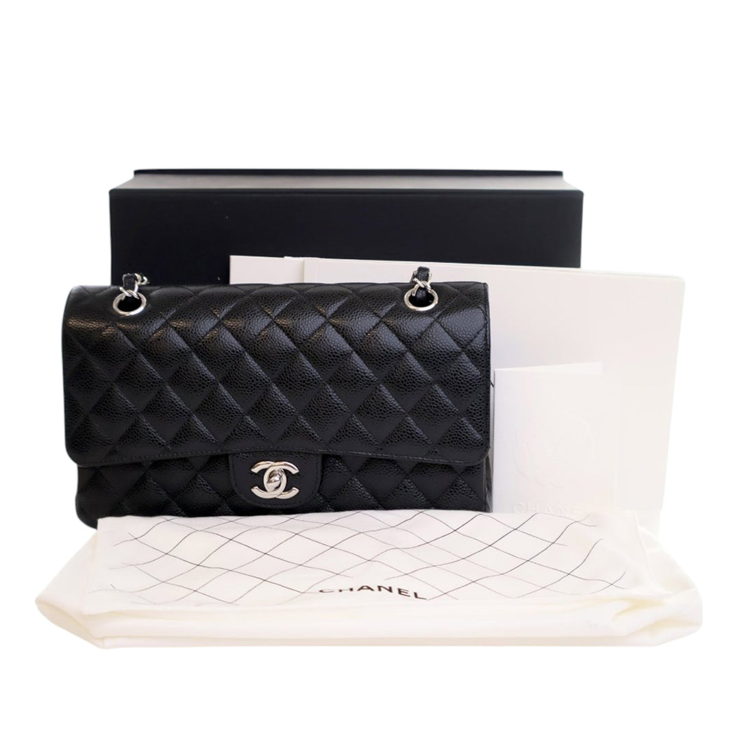 Chanel Medium Classic Caviar Double rabat Noir