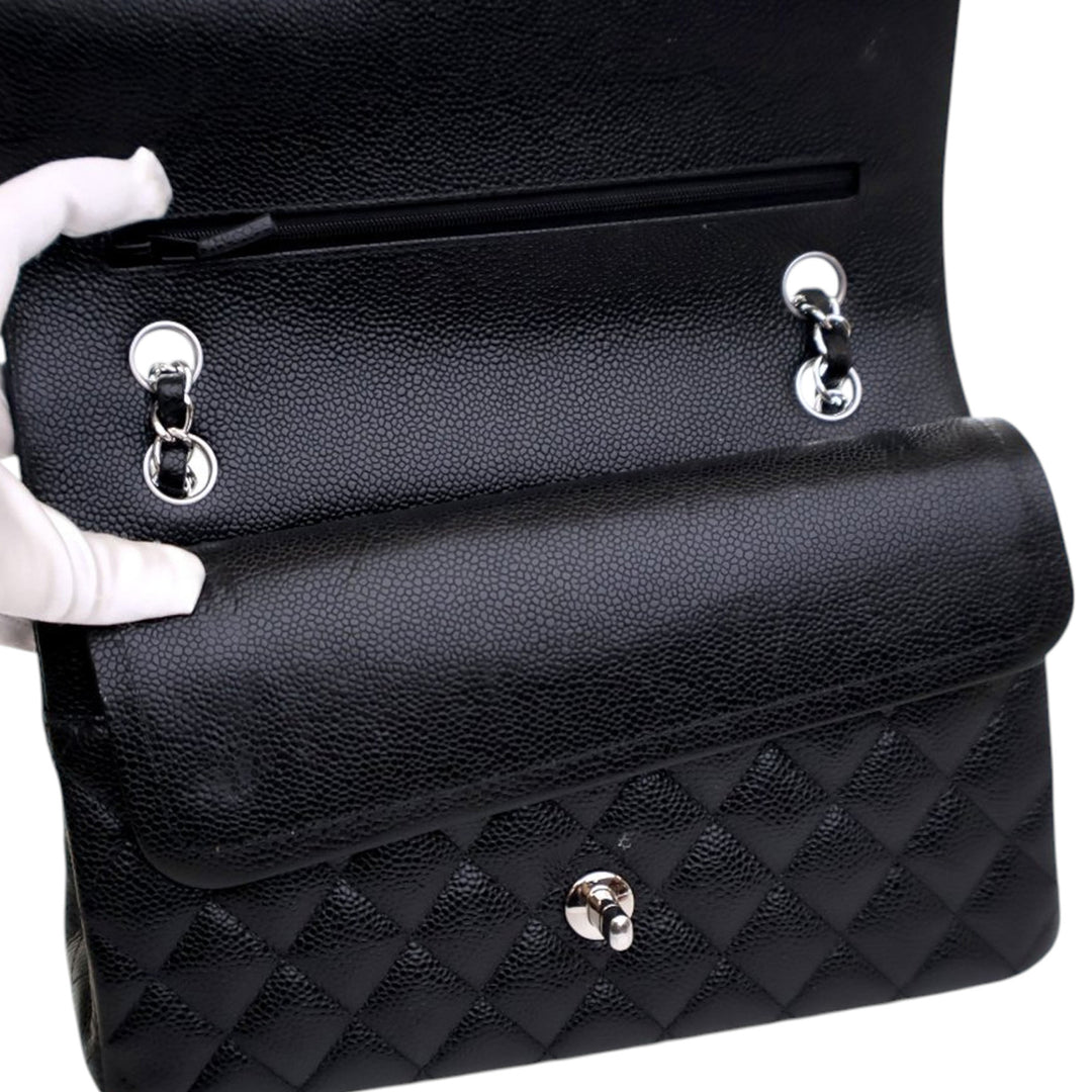 Chanel Medium Classic Caviar Double rabat Noir