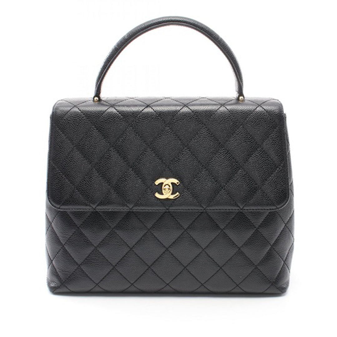 Caviar Kelly Top Handle Bag Black - Gaby Paris