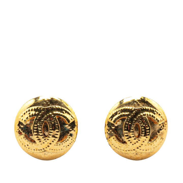 Gold Plated CC Clip On Earrings Gold - Gaby Paris