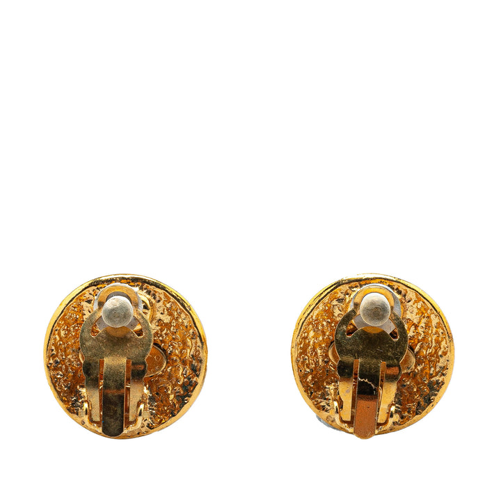 Gold Plated CC Clip On Earrings Gold - Gaby Paris