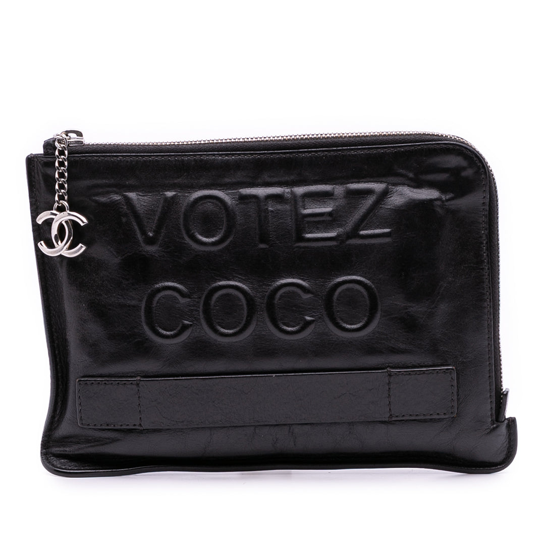 Lambskin Votez Coco Clutch Black - Gaby Paris