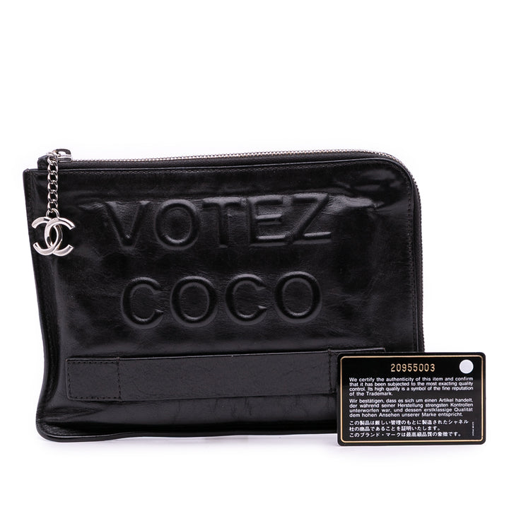 Lambskin Votez Coco Clutch Black - Gaby Paris
