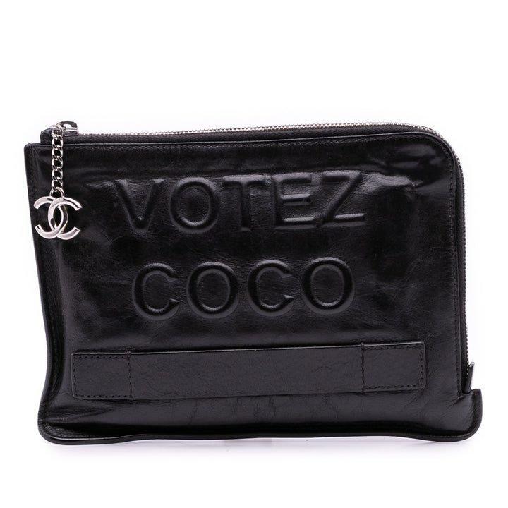 Lambskin Votez Coco Clutch Black - Gaby Paris