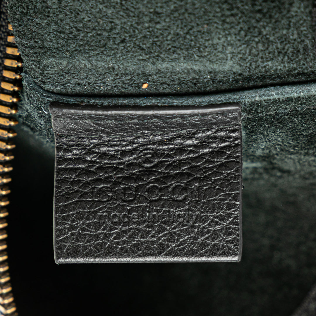 Medium Leather Logo Portfolio Clutch Black - Gaby Paris