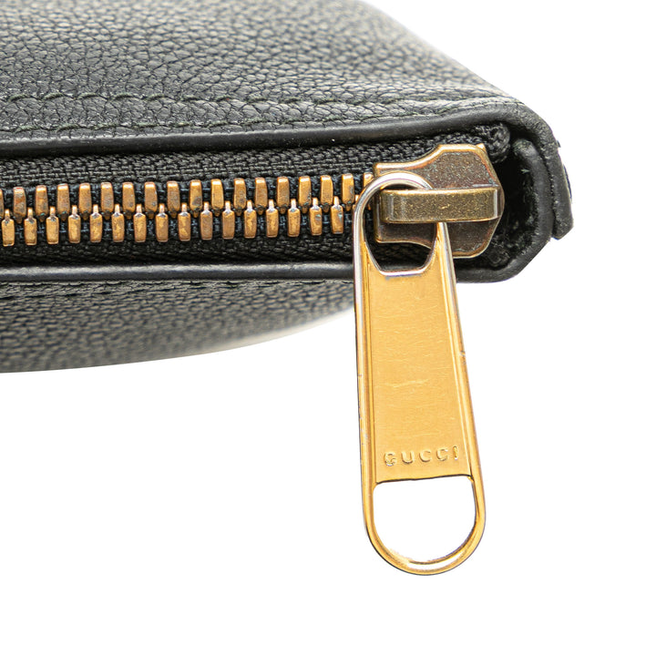 Medium Leather Logo Portfolio Clutch Black - Gaby Paris