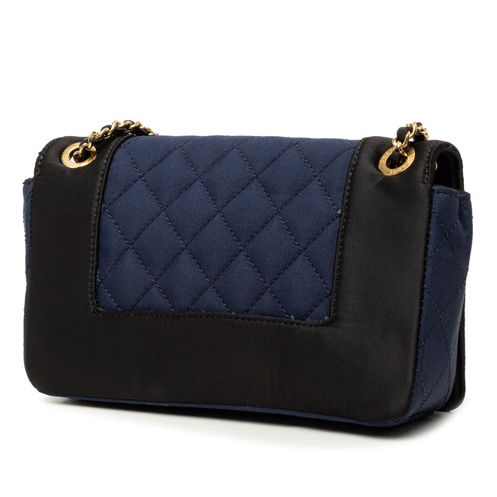 Bicolore Matelassé Grosgrain Mademoiselle Double rabat Petit Bleu