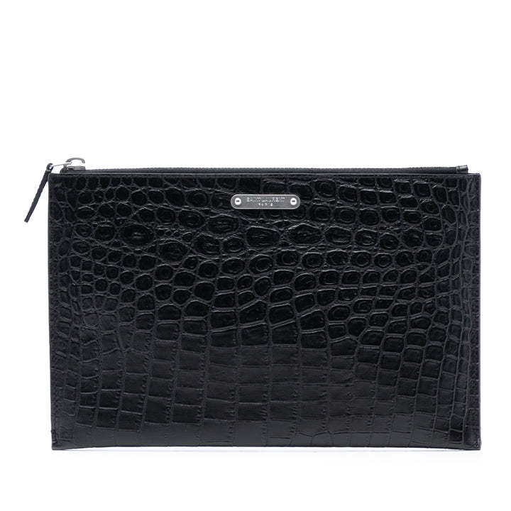 Saint Laurent Croc embossé Cuir Pochette