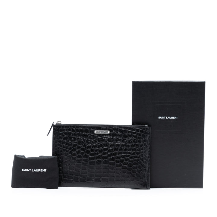 Saint Laurent Croc embossé Cuir Pochette