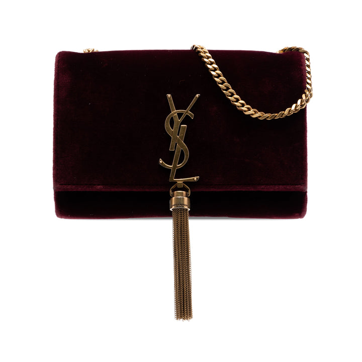 Saint Laurent Small Velours Monogram Kate Pompon Sac porté croisé