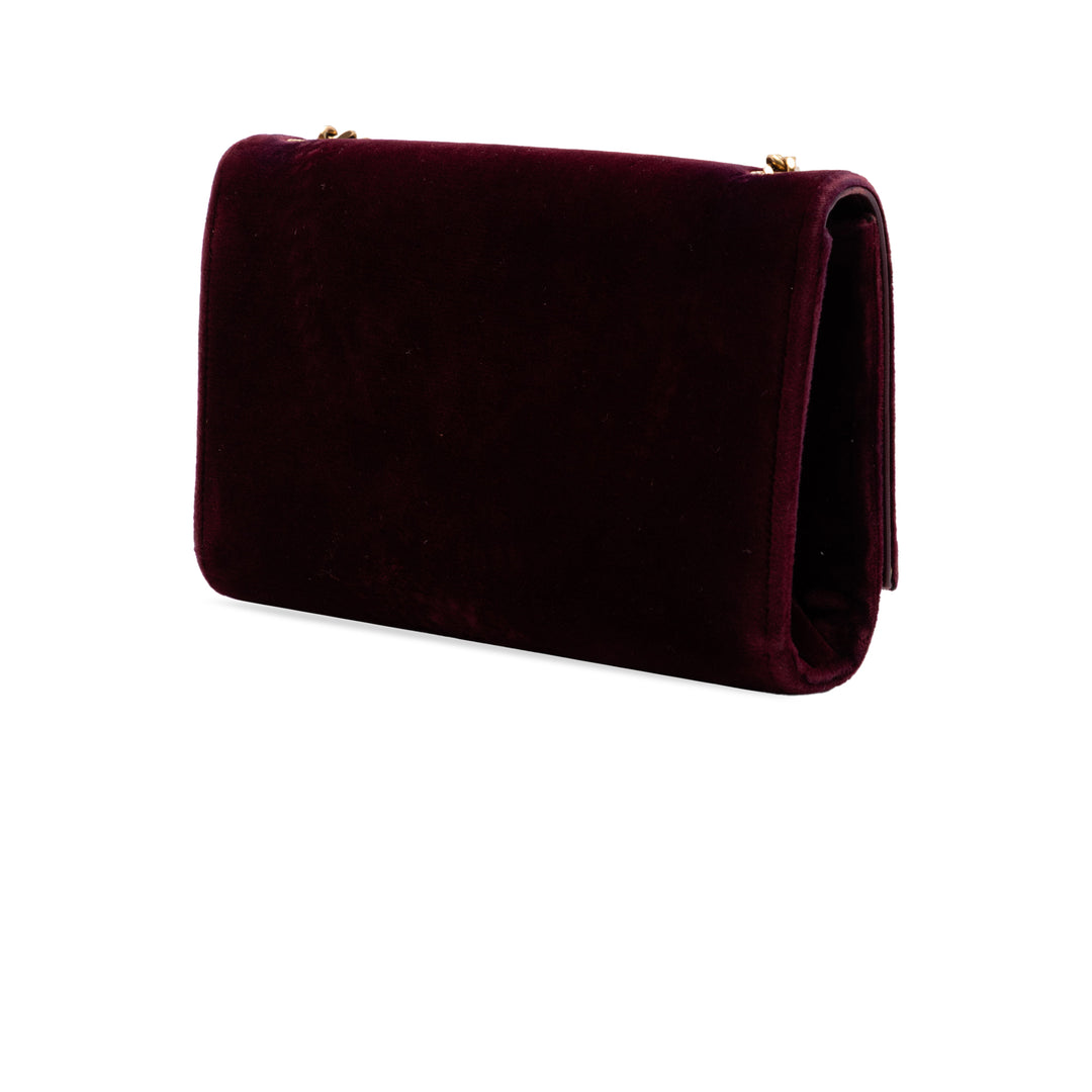 Saint Laurent Small Velours Monogram Kate Pompon Sac porté croisé