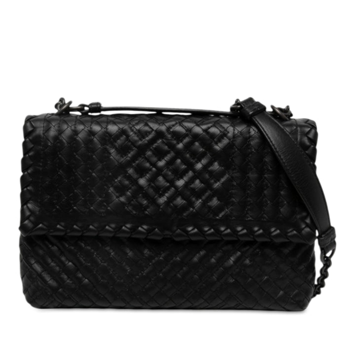 Bottega Veneta Sac porté épaule Intrecciato Boutis Olimpia nappa Petit Noir – vue principale – GABY PARIS