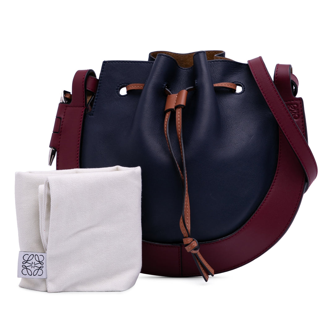 LOEWE Small Cuir Colorblock Horseshoe Sac porté croisé Bleu