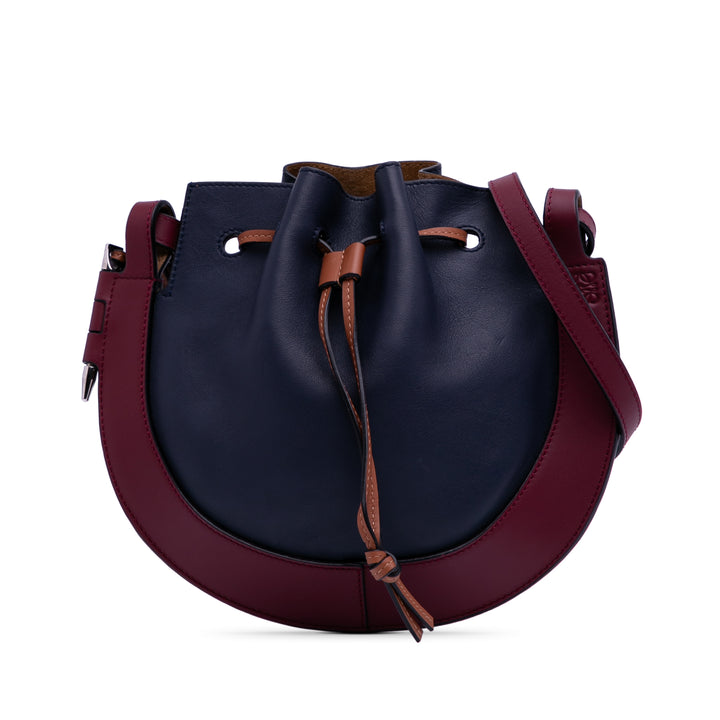 LOEWE Small Cuir Colorblock Horseshoe Sac porté croisé Bleu