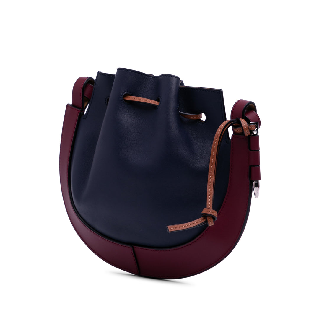 LOEWE Small Cuir Colorblock Horseshoe Sac porté croisé Bleu