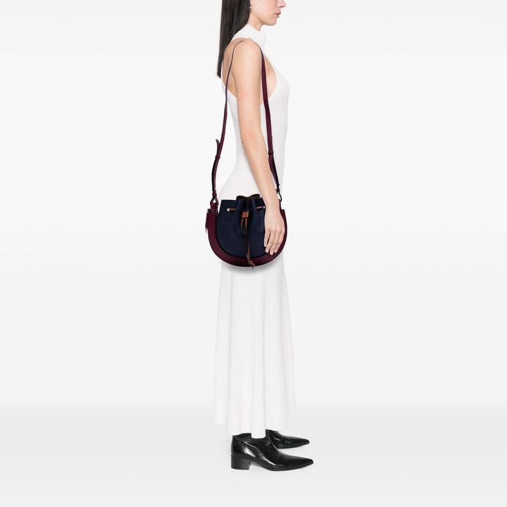 LOEWE Small Cuir Colorblock Horseshoe Sac porté croisé Bleu