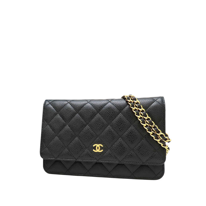 CC Matelassé Wallet on Chain Cuir caviar Noir
