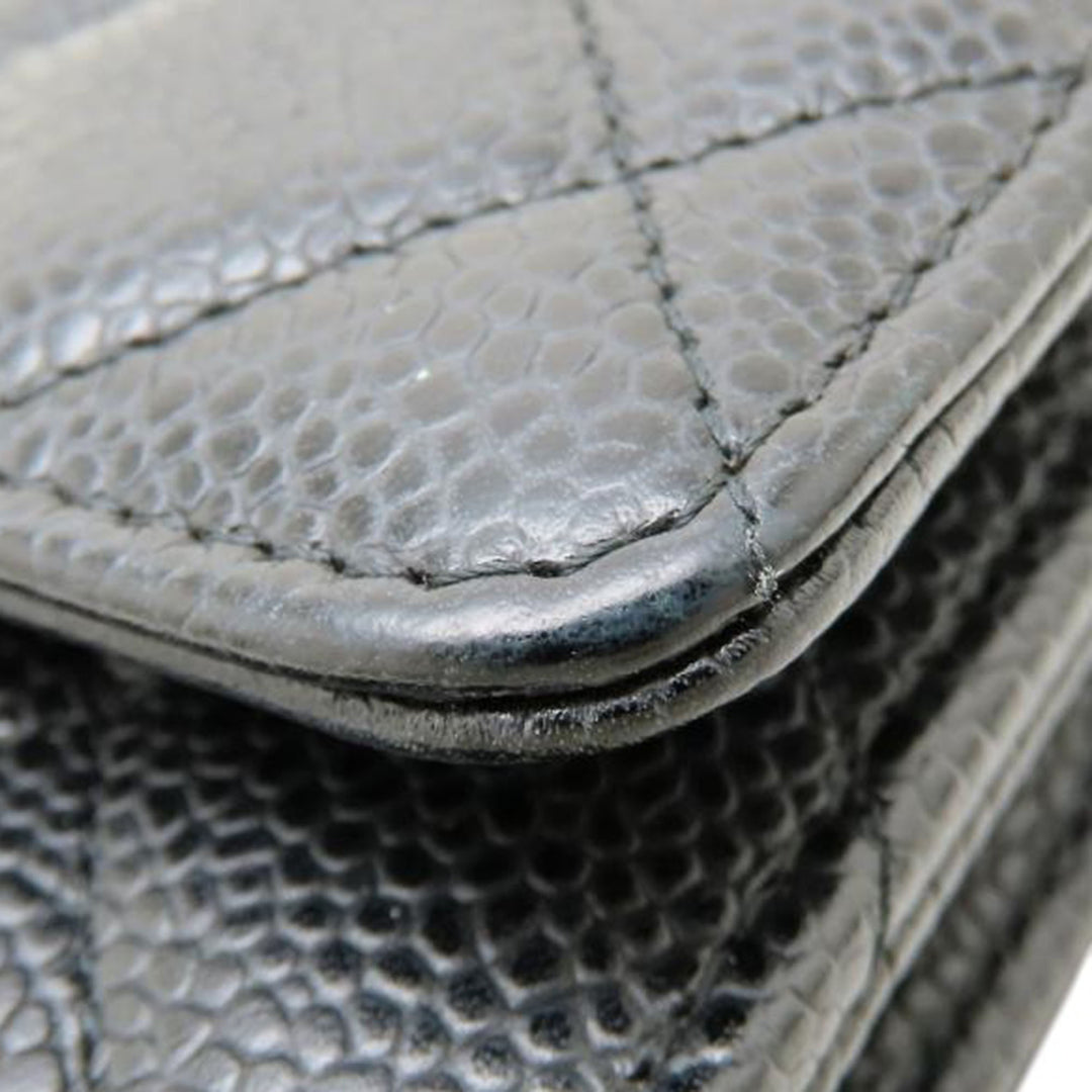 CC Matelassé Wallet on Chain Cuir caviar Noir
