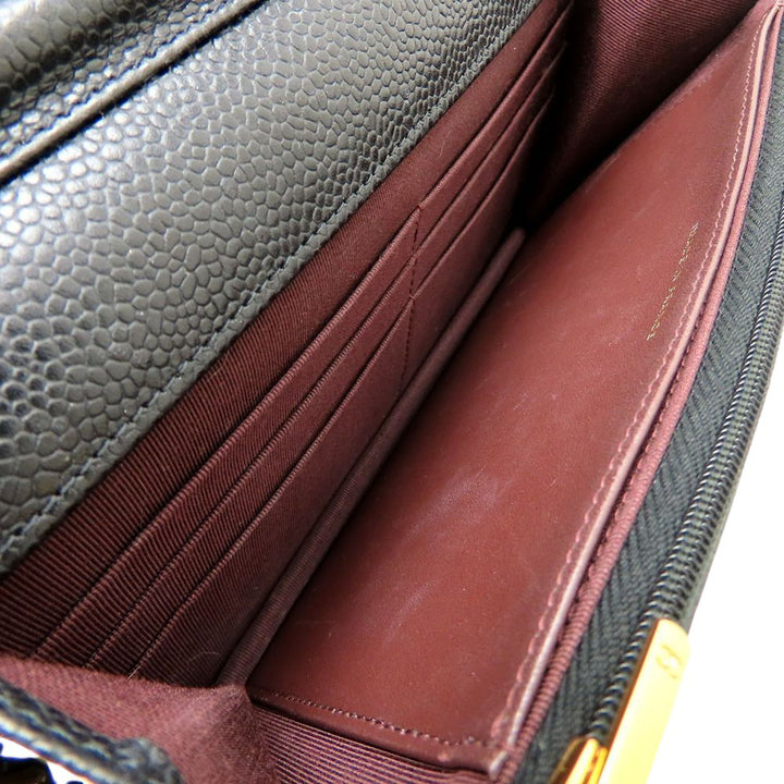 CC Matelassé Wallet on Chain Cuir caviar Noir