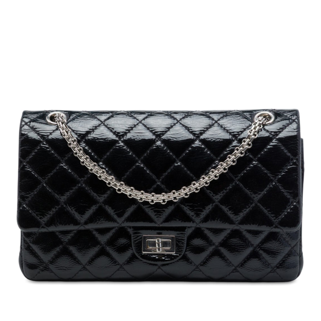Matelassé froissé Reissue 2.55 Double rabat 226 Noir
