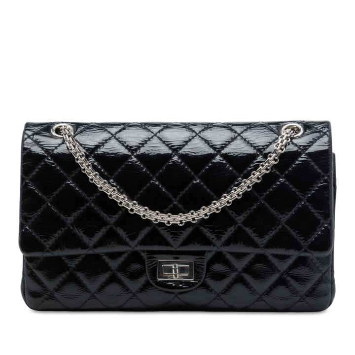 Matelassé froissé Reissue 2.55 Double rabat 226 Noir