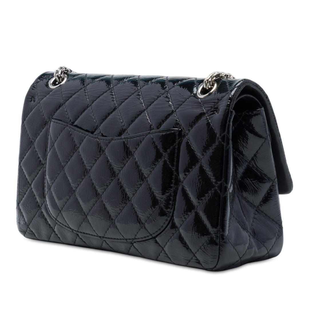 Matelassé froissé Reissue 2.55 Double rabat 226 Noir