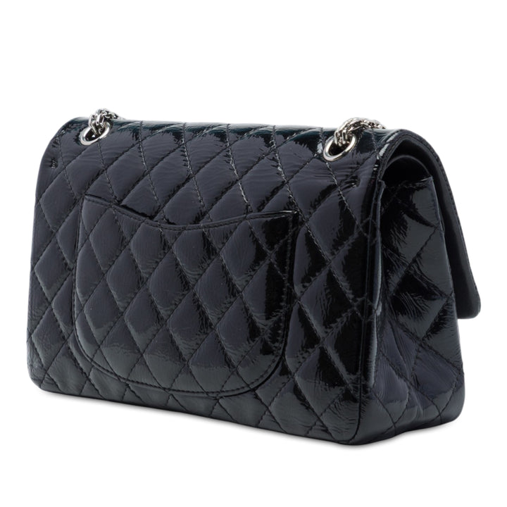 Matelassé froissé Reissue 2.55 Double rabat 226 Noir