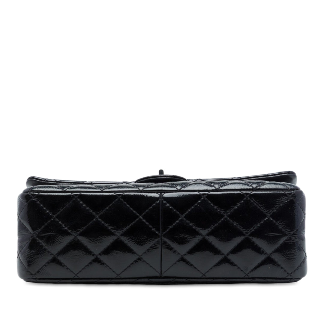 Matelassé froissé Reissue 2.55 Double rabat 226 Noir