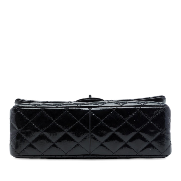 Matelassé froissé Reissue 2.55 Double rabat 226 Noir