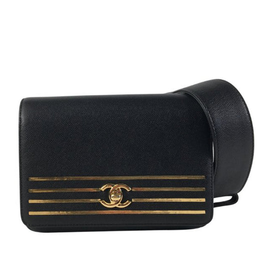 Caviar Captain Gold Belt Bag Black - Gaby Paris