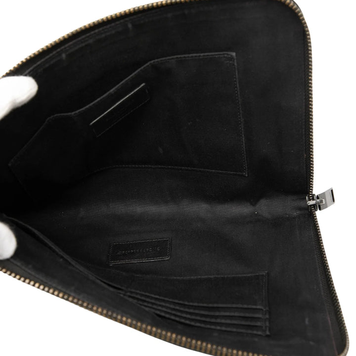 Saint Laurent Pochette en cuir façon croco noir