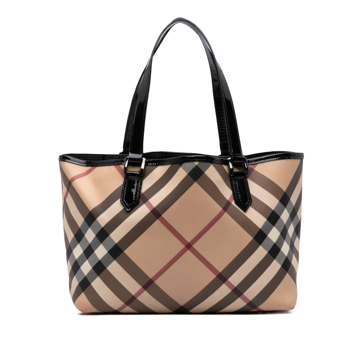 Burberry Supernova Check Coated Toile Cabas Marron