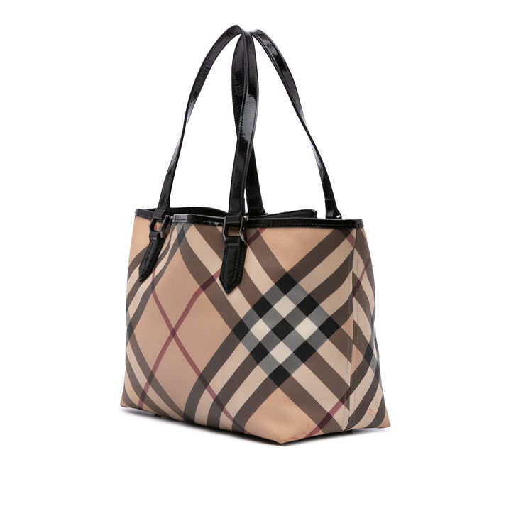 Burberry Supernova Check Coated Toile Cabas Marron