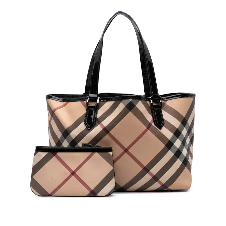 Burberry Supernova Check Coated Toile Cabas Marron