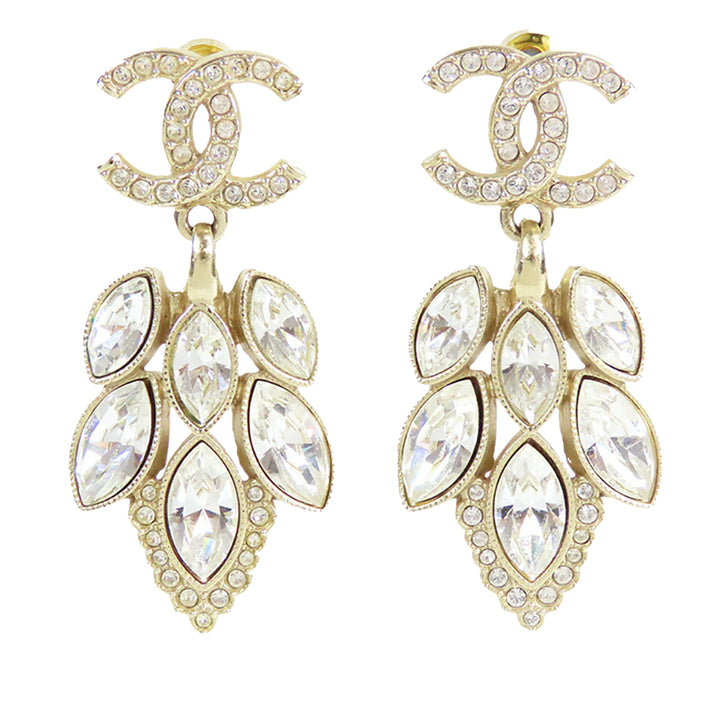 Chanel CC plaqué Rhinetone pendantes Boucles d’oreilles