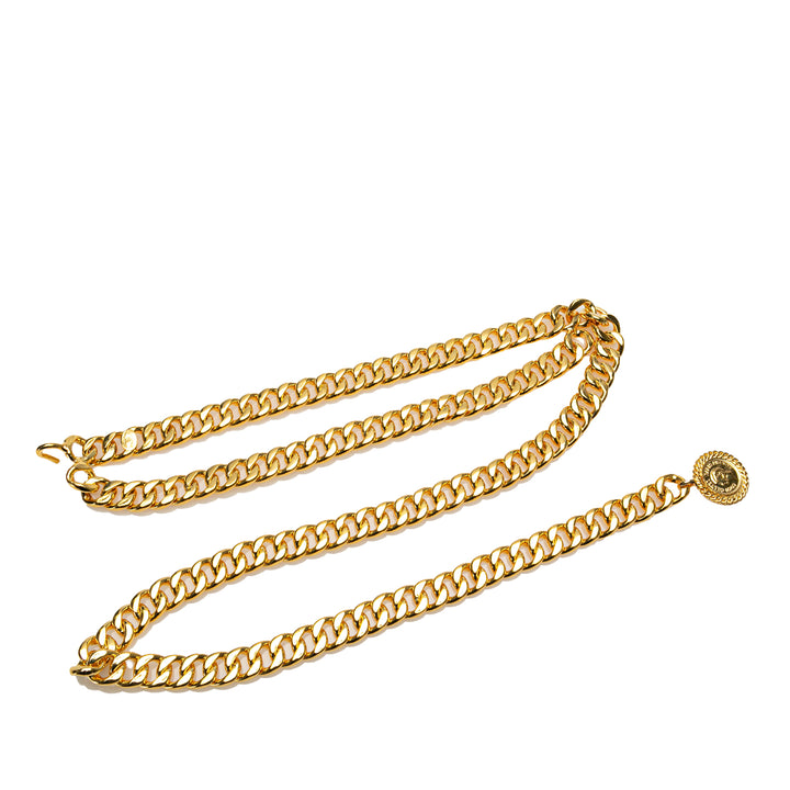 Gold Plated CC Medallion Chain Belt Gold - Gaby Paris