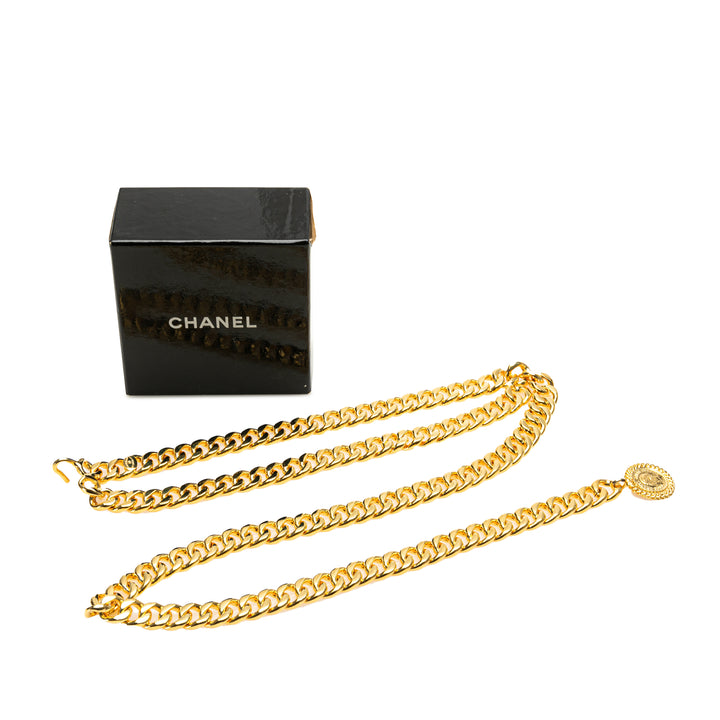 Gold Plated CC Medallion Chain Belt Gold - Gaby Paris