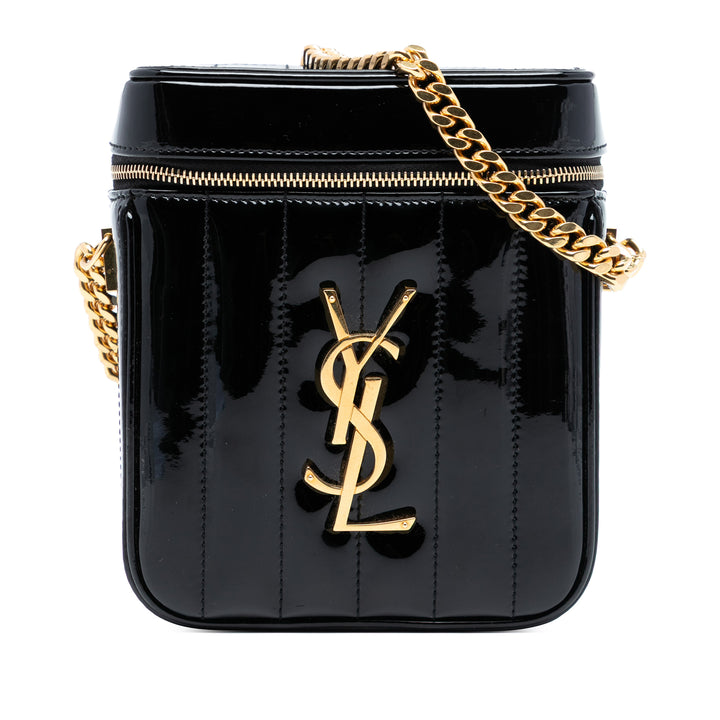 Saint Laurent Matelasse Cuir verni Monogram Vicky Vanity