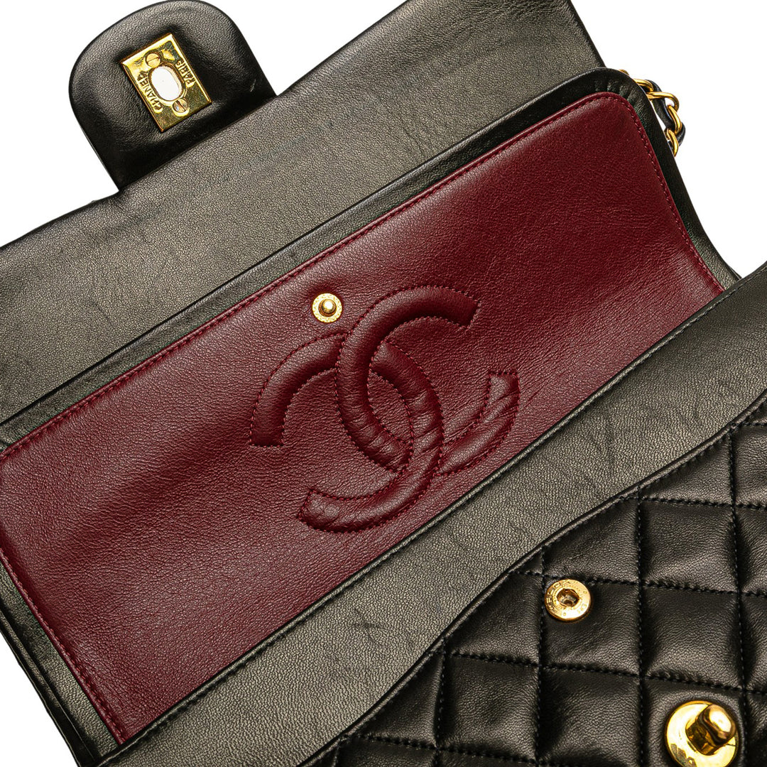 Chanel Medium Classic Cuir d’agneau Double rabat Noir