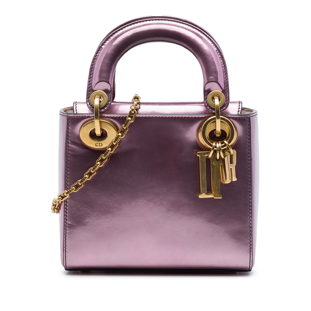 Dior Métallisé Lady Dior Mini Rose – vue principale – GABY PARIS