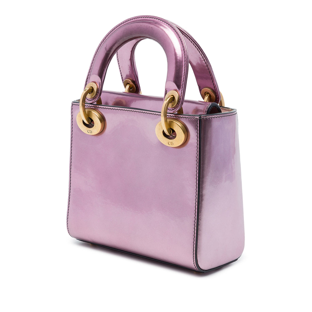 Dior Métallisé Lady Dior Mini Rose – vue 2 – GABY PARIS
