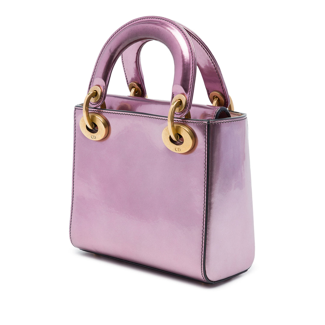 Dior Métallisé Lady Dior Mini Rose – vue 2 – GABY PARIS
