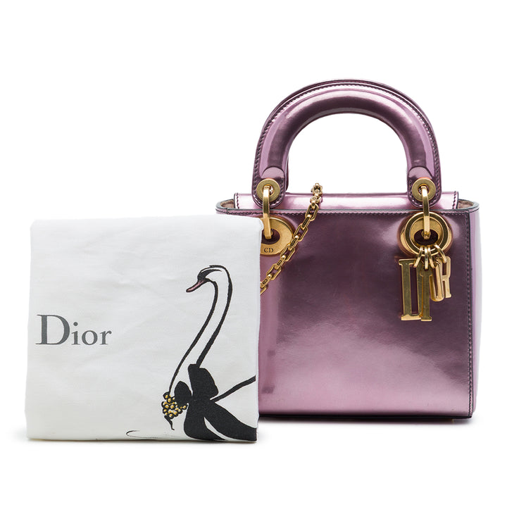 Dior Métallisé Lady Dior Mini Rose – vue 7 – GABY PARIS