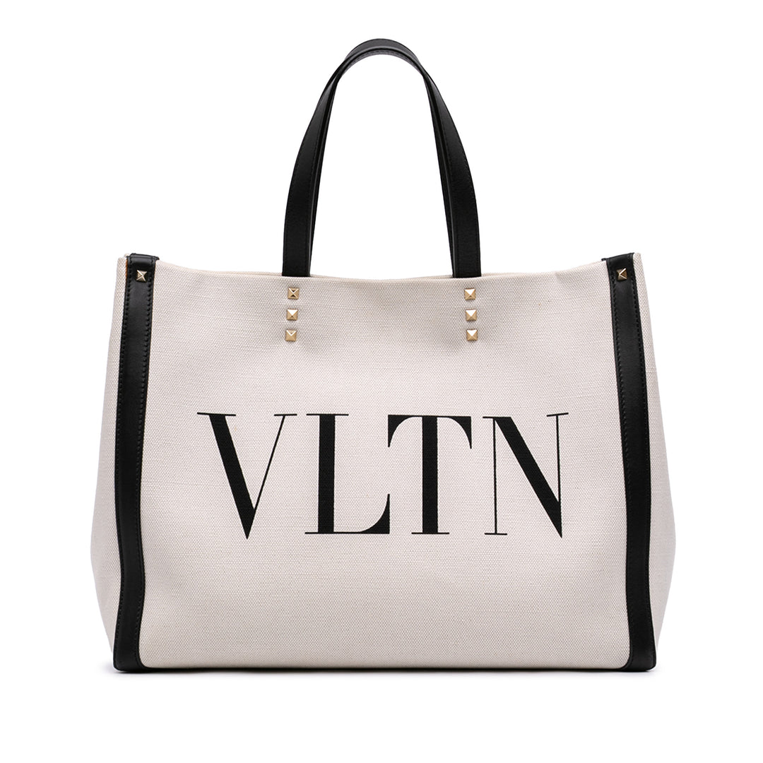 Valentino Medium Toile Rockstud VLTN Cabas