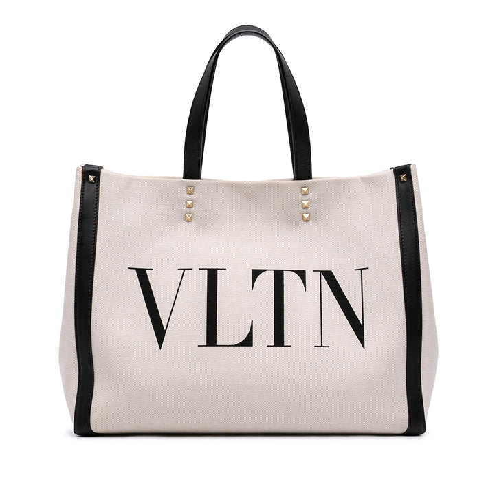 Valentino Medium Toile Rockstud VLTN Cabas