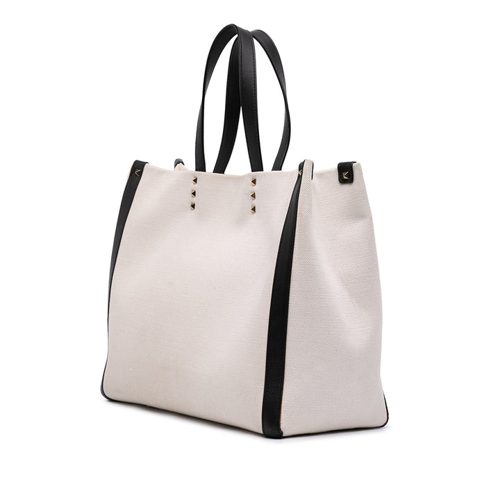 Valentino Medium Toile Rockstud VLTN Cabas