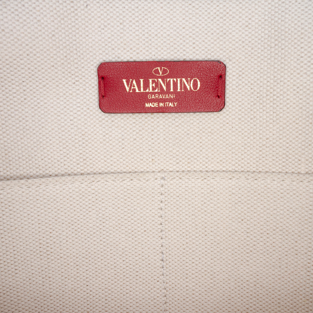 Valentino Medium Toile Rockstud VLTN Cabas