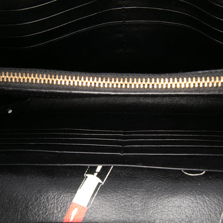 Calfskin Lipstick Print Monogram Kate Wallet On Chain Black - Gaby Paris